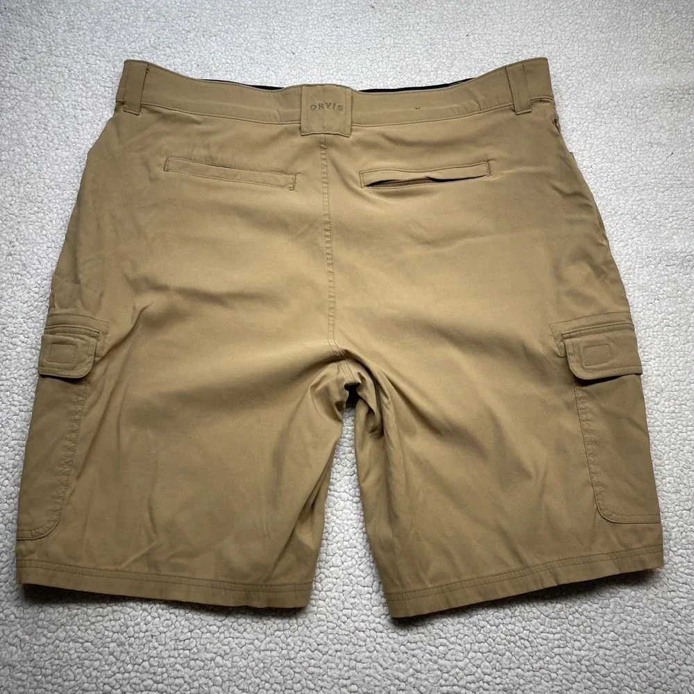 Orvis‎ Cargo Shorts Mens 40 Tan Khaki Performance Hiking Fishing Outdoor Pockets